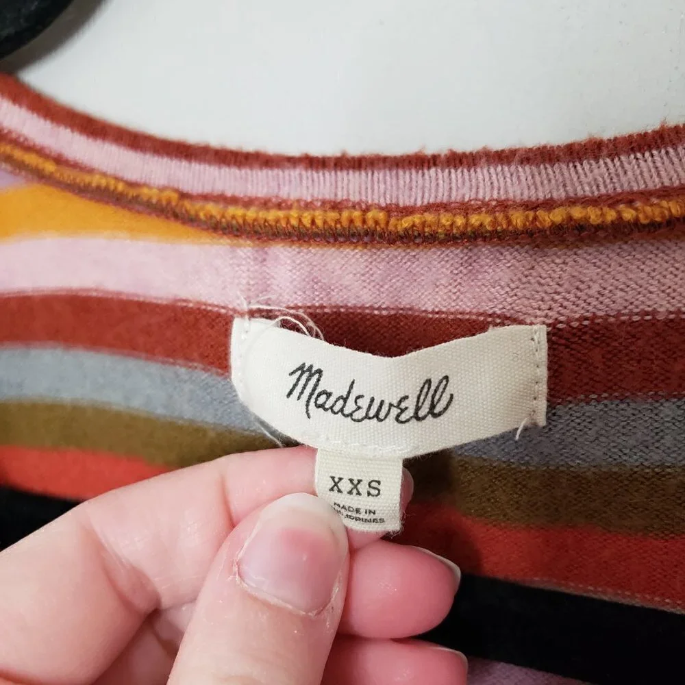 MADEWELL Stripe Puff Sleeve Scoop Neck Top